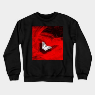 Silver butterfly emerging from the red depths Crewneck Sweatshirt